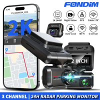 FONDIM GPS Dash Camera for 3CH Car DVR 4K Front+1K Cabin Cam with Rear Cam Auto Video Recorder Support 24H Parking Monitor (A7)