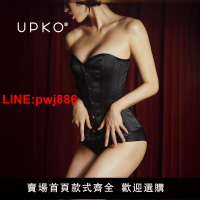 {台灣公司 可開發票}UPKO束身衣情趣內衣性感胸衣制服套裝睡裙挑逗調情戰袍女小胸顯大