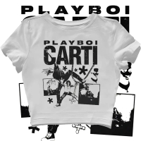 CROP TOP PLAYBOI CARTI | RAP TEE RAPPER | SINGER BAND METAL MUSIK ROCK | GRUNGE | CROPTOP PUTIH | CR