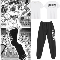 Anime Cosplay Slam Dunk Tracksuit Men's T-Shirt + Pants Suit KOGURE MIYAGI SAKURAGI RUKAWA MITSUI Basketball Outcoat Sweatpants