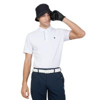 【LE COQ SPORTIF 公雞】高爾夫系列 男款白色韓系基本款百搭短袖POLO衫 QGT2K235