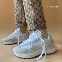 Sacai x Nike Vaporwaffle 聯名 奶油白 解構 白 米白 奶油 奶茶 雙勾 慢跑鞋