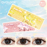 [10 CHIẾC] Kính áp tròng OVOLOOK mắt, Màu đen xanh dương nâu xám, lens 1 ngày girls độ cạn (0-8) DIA