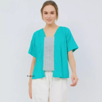 Nigaya Batik NIGAYA - Erica Top - Blouse Baju Atasan - Blus Batik Premium Wanita Kerja Modern Kekinian Lengan Pendek