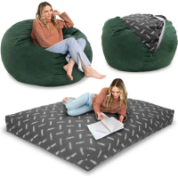Lazy Sofa Bean Bag Chair, Convertible Chair Folds From Bean Bag To Lounger, Full Size Corduroy Lazy Sofa Bean Bag Sofa
