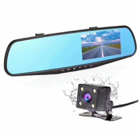 4.3Inch Car Dash Cam Driving Recorder HD 1080P Cycle Mirror Dvr Dash Cam Dual Lens Video Recorder Car DVR Dash Camera