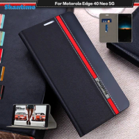 Luxury PU Leather Case For Motorola Edge 40 Neo 5G Flip Case For Motorola Edge 40 Neo 5G Phone Case Soft TPU Silicone Back Cover