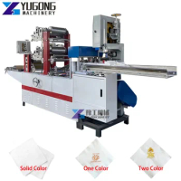 Fully Automatic Tissue Paper Embossing Machine Napkins Paper Folding Machine Double Table Napkin Making Machine