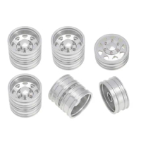6pcs Metal Front and Rear Double Wheel Hub Wheel Tire Complete Set for 1/14 Tamiya RC Trailer Tractor Truck Car Upgrade Parts