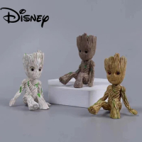 Disney Marvel Tree Man Groot Guardians of The Galaxy Avengers Anime 6cm Mini Toys Action Figure Sitting Groot Kids Toys Gifts
