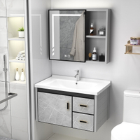 Stainless Steel Bathroom Cabinet With Mirror Sink Toilet StGood Fast To SG orage Cabinet With Mirror Bathroom Sink Toilet Cabinet Waterproof Modern Minimalist Combination Ceramic Stone Plate Too Space Dra Package  浴室柜