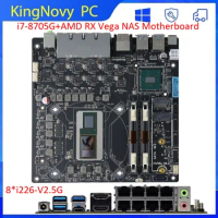 17x17 NAS Motherboard 8*2.5G i226 Intel i7-8705G Discrete Graphics AMD Radeon RX Vega M 4GB DDR4 mainboard ITX Firewall Router
