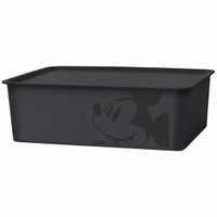 小禮堂 迪士尼 米奇 日製 方形塑膠拿蓋收納箱 玩具箱 衣物箱 9L (M 黑 大臉)