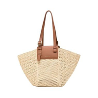 Loewe Hammock Cabas Medium in Raffia and Calfskin Natural/Tan Nude,Brown