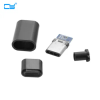 10set DIY 24pin USB 3.1 Type C USB-C Male Plug Connector SMT type with Black Housing Cover