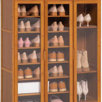 MoNiBloom 9 Tier Shoe Cabinet with Acrylic Doors &amp; Tall Compartments for Boots Shoes Rack Organizer