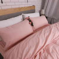 【亞汀】台灣製 日本大和素色純淨風床包枕套組 櫻花粉(單/雙/加大 均價)