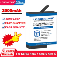 LOSONCOER For GoPro Hero 7 Hero 6 Hero 5 Black Battery or Triple Charger for Go Pro Hero7 6 Hero5 Black Camera Battery