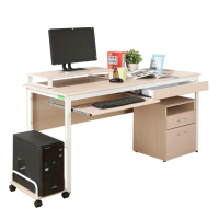 【DFhouse】頂楓150公分電腦桌+一抽一鍵+主機架+活動櫃+桌上架-楓木色