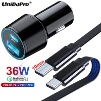 QC 3.0 PD Car Charger 36W + Flat USB C Cable 10mm Tip for IIIF150 Air1 (Ultra) | Air1 Pro / B1 (Pro) / H2022 R2022 B2021
