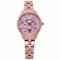 【HELLO KITTY】Hello Kitty 異想世界時尚優質腕錶-玫瑰金+粉面-LK707LRPS