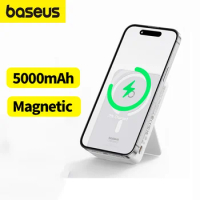 Baseus 20W 5000mAh Magnetic Phone Stand Power Bank Wireless External Battery Magsafe Support Powerbank For iphone 15 14 13 12