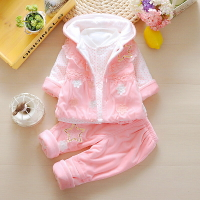 女寶寶0嬰兒春秋裝套裝1-3歲洋氣童裝公主純棉女童秋季薄棉三件套