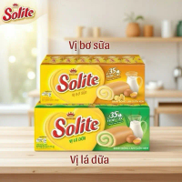Bánh Bông Lan Cuộn Kem Solite Kinh Đô Vị Bơ Sữa Vị Lá Dứa Hộp 324g 18 Gói