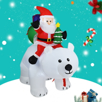 免運 110V 節日裝飾 聖誕節充氣氣模 充氣聖誕老人騎搖頭熊 聖誕節裝飾