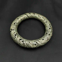 Rare Tibet silver carved DRAGON men's bracelet bangle