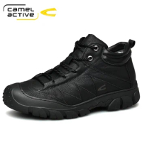 Camel Active Men Boots Winter with Fur Warm Snow Boots Men Winter Work Casual Shoes Sneakers High Top Rubber Ankle Boots