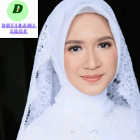Slayer brokat renda, slayer pengantin, kerudung pengantin kekinian