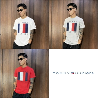 美國百分百【全新真品】Tommy Hilfiger 短袖 棉質 T恤 TH 上衣 logo 短T 白/灰/紅色 CM44