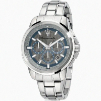【MASERATI 瑪莎拉蒂】MASERATI手錶型號R8873621006(槍灰藍錶面銀錶殼銀色精鋼錶帶款)