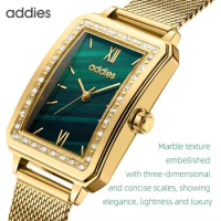 ADDIES Women Watches Ladies Luxury Brand Rose Gold Stainless Steel Green Crystal Bracelet Quartz Wrist Watch Relogio Feminino