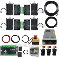 Ethernet Port 4-Axis EC300 Mach3 Controller Bundle with 4pcs High Torque 2.45N.m Motors for WorkBee Lead Bellwether Queenbee