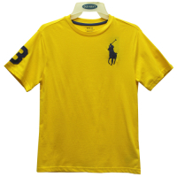 Ralph Lauren 大童刺繡數字3經典大馬素面短袖t恤-黃色