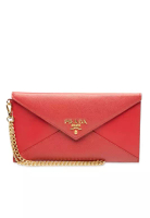 Prada 二手 Prada Saffiano 信封鏈條手拿包