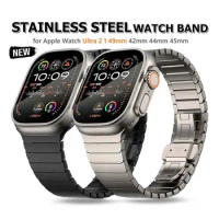 Link Bracelet Strap For Apple Watch Ultra 2 49mm Luxury Business Correa For iWatch Series 9 8 7 6 5 4 Se 45mm 44mm 42mm Men Band