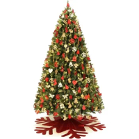 Artificial 6 ft Christmas Tree Pre-lit with Decorations Skirt and 300 Warm White Led Lights, 1069 Hinged PVC Branch Tips, Trees