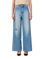 กางเกงยีนส์ผู้หญิง คอลเลคชั่น Everyday with Wrangler เอวสูง ทรงกระบอกใหญ่ สียีนส์กลาง