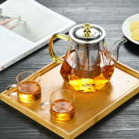 優樂悅~玻璃茶壺茶具不銹鋼過濾高硼硅玻璃泡茶壺直身鋼漏壺大容量鉆石壺手沖壺 茶壺