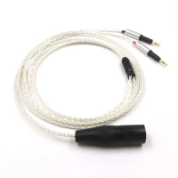 High Quality 4-pin XLR 6.35mm 4.4mm 2.5mm 8 Core 7N OCC Silver Plated Earphone Headphone Cable For Audio-Technica ATH-R70X