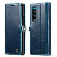 Precise Cutout Leather Luxury Folding Case for Samsung Galaxy Z Fold 4 Fold4 Fold 3 Fold3 Card Holder Cover for Samsung Fold4