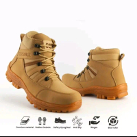 Sepatu Safety Ujung Besi Armour Warna Cream Anti Slip Cocok untuk Kerja Lapangan COD Gratis Ongkir