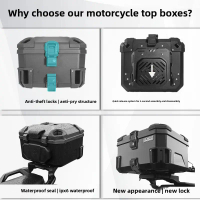 Universal Motorcycle Tail Box 42L 50L ABS Material Large Capacity Durable Waterproof Quick Detachabl