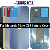 New For Motorola Moto G14 Battery Cover Rear Door Housing Case Glass Panel Replace For Moto G14 PAYF0010IN Back Battery Cover