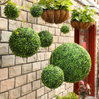 Artificial Plant Topiary Ball Faux Decorative Green Grass Balls for Backyard Balcony Garden Wedding Party Home Decoration