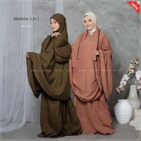 Mukena 3 in 1 Dewasa Hauraku Traveling Kain Katun Premium Lembut Nyaman Kombinasi Renda Cantik