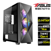 【華碩平台】i7二十核GeForce RTX 4080 SUPER{雷霆邪神}電競機(i7-14700F/B760/32G D5/1TB)